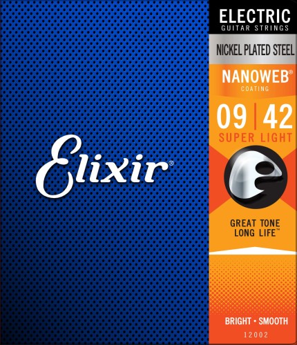 Elixir Nanoweb 09-42 super light (12002), (struny do gitary elektrycznej)