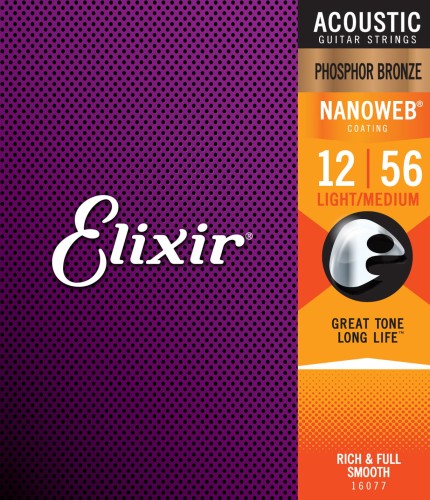 Elixir Nanoweb 12-56 Light/Medium (Phosphor Bronze 16077)
