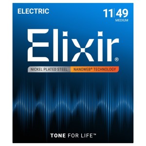 Elixir 12102 Nickel Plated Steel Medium (11-49) NANOWEB – struny do gitary elektrycznej