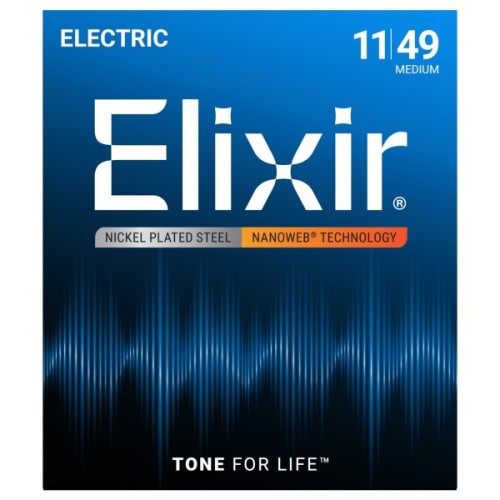 Elixir 12102 Nickel Plated Steel Medium (11-49) NANOWEB – struny do gitary elektrycznej