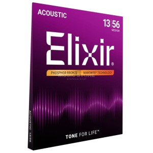 Elixir 16102 Phosphor Bronze Medium (13-56) NANOWEB – struny do gitary akustycznej