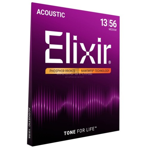 Elixir 16102 Phosphor Bronze Medium (13-56) NANOWEB – struny do gitary akustycznej