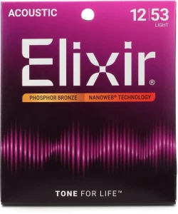 Elixir 16052 Phosphor Bronze Light (12-53) NANOWEB – struny do gitary akustycznej